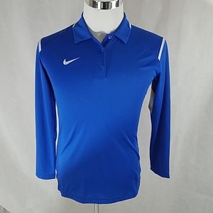 NWT womens Nike drifit blue long sleeve polo shirt